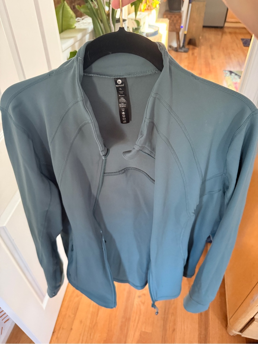 90 Degree By Reflex | Steel BlueGreen Athleisure + Yoga Zip Jacket | excellent